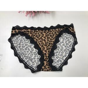 Vintage Women's Enchanting Trim Lace Bikini Panty Animal Print Multicolor SZ 7